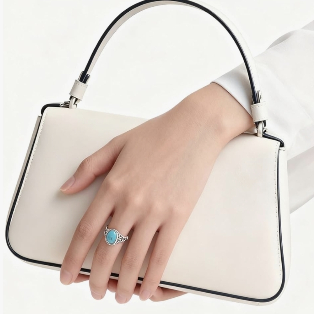 Sterling Silver Turquoise Adjustable Ring - Picture 3 of 3